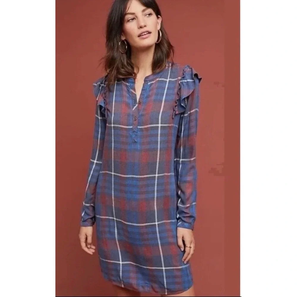 Cloth & Stone for Anthropologie Plaid Tunic‎ Dress Small